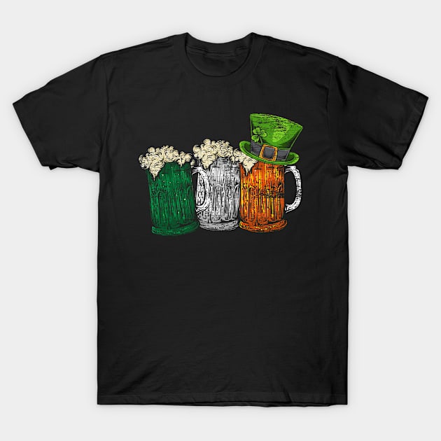 Ireland Flag Drinking Beer Irish Retro St Patrciks Day T-Shirt by ShirtsShirtsndmoreShirts